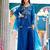 Blue embroidered crunchy silk kurti with plazzo and duppata set