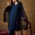Navy blue embroidered vichitra silk kurti with pant and duppata set