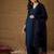 Navy blue embroidered vichitra silk kurti with pant and duppata set
