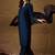 Navy blue embroidered vichitra silk kurti with pant and duppata set