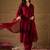Maroon blue embroidered vichitra silk kurti with pant and duppata set