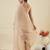 Beige embroidered crunchy silk kurti with plazzo and duppata set