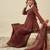 Brown embroidered crunchy silk kurti with plazzo and duppata set