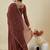 Brown embroidered crunchy silk kurti with plazzo and duppata set