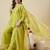 Green embroidered crunchy silk kurti with plazzo and duppata set