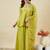 Green embroidered crunchy silk kurti with plazzo and duppata set