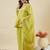 Green embroidered crunchy silk kurti with plazzo and duppata set