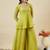 Green embroidered crunchy silk kurti with plazzo and duppata set