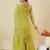 Green embroidered crunchy silk kurti with plazzo and duppata set