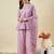 Purple embroidered crunchy silk kurti with plazzo and duppata set