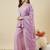 Purple embroidered crunchy silk kurti with plazzo and duppata set