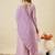 Purple embroidered crunchy silk kurti with plazzo and duppata set
