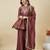 Brown embroidered vichitra silk kurti with plazzo and duppata set