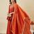 Orange embroidered vichitra silk kurti with plazzo and duppata set