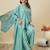 Blue embroidered vichitra silk kurti with plazzo and duppata set