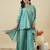 Blue embroidered vichitra silk kurti with plazzo and duppata set