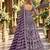 Purple net free size stitched anarkali suit with dimaond & embroidery work