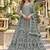 D green net free size stitched anarkali suit with dimaond & embroidery work