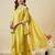 Yellow embroidered vichitra silk kurti with plazzo and duppata set