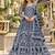Navy net free size stitched anarkali suit with dimaond & embroidery work