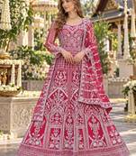 Rani net free size stitched anarkali suit with dimaond & embroidery work