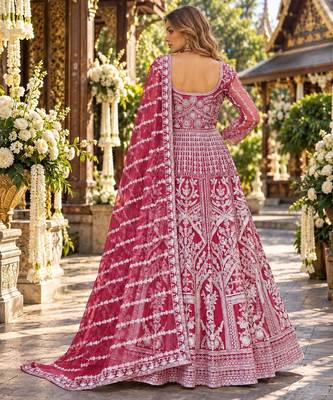 Rani net free size stitched anarkali suit with dimaond & embroidery work 2