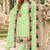 Green faux georgette semi stitched plazzo suit with embroidery & sequins work