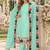 Turquoise faux georgette semi stitched plazzo suit with embroidery & sequins work