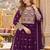 Purple faux georgette semi stitched plazzo suit with embroidery & sequins work
