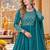 Blue faux georgette semi stitched plazzo suit with embroidery & sequins work