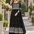 Black faux georgette semi stitched plazzo suit with embroidery & sequins work