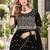 Black faux georgette semi stitched plazzo suit with embroidery & sequins work