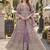 Lavender silk blend semi stitched anarkali suit with embroidery & sequins work