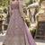 Lavender silk blend semi stitched anarkali suit with embroidery & sequins work