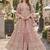 Peach silk blend semi stitched anarkali suit with embroidery & sequins work