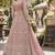 Peach silk blend semi stitched anarkali suit with embroidery & sequins work