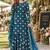 Teal blue faux georgette semi stitched plazzo suit with embroidery & sequins work