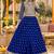 Navy silk blend semi stitched anarkali suit with embroidery & stone work