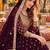 Purple silk blend  semi stitched anarkali suit with embroidery & stone work