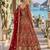 Red net semi stitched anarkali suit with codding & stone work