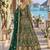 D green net semi stitched anarkali suit with codding & stone work