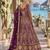 Purple net semi stitched anarkali suit with codding & stone work