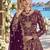 Purple net semi stitched anarkali suit with codding & stone work