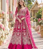 Rani net semi stitched anarkali suit with embroidery & stone work