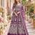 Purple net semi stitched anarkali suit with embroidery & stone work