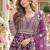 Purple net semi stitched anarkali suit with embroidery & stone work