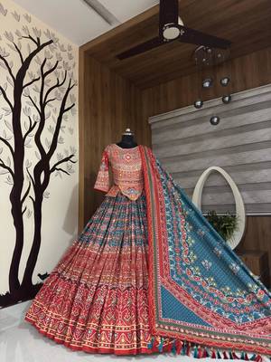 Red Mirror Navratri Lehenga Choli With Dupatta 2