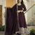 Maroon roman silk party  embroidery wear anarkali  suit set