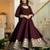 Maroon roman silk party  embroidery wear anarkali  suit set