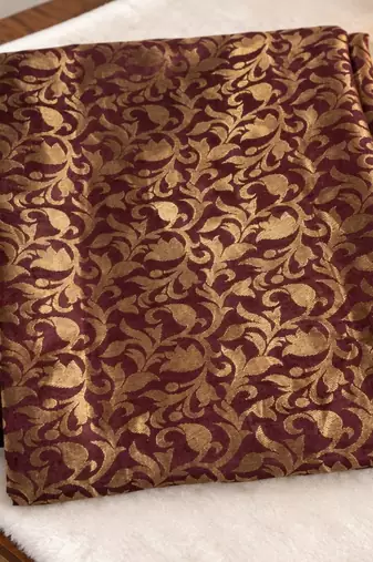 Beige jacquard woven zari work saree with blouse
